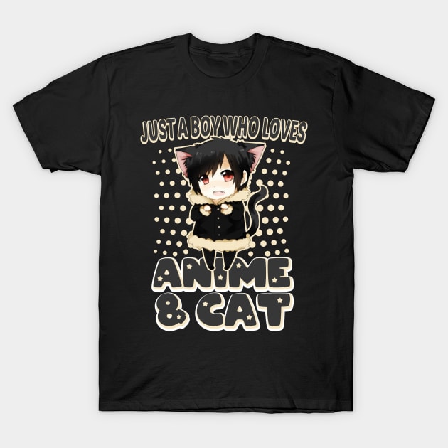 just a boy who loves anime and cat T-Shirt by artdise